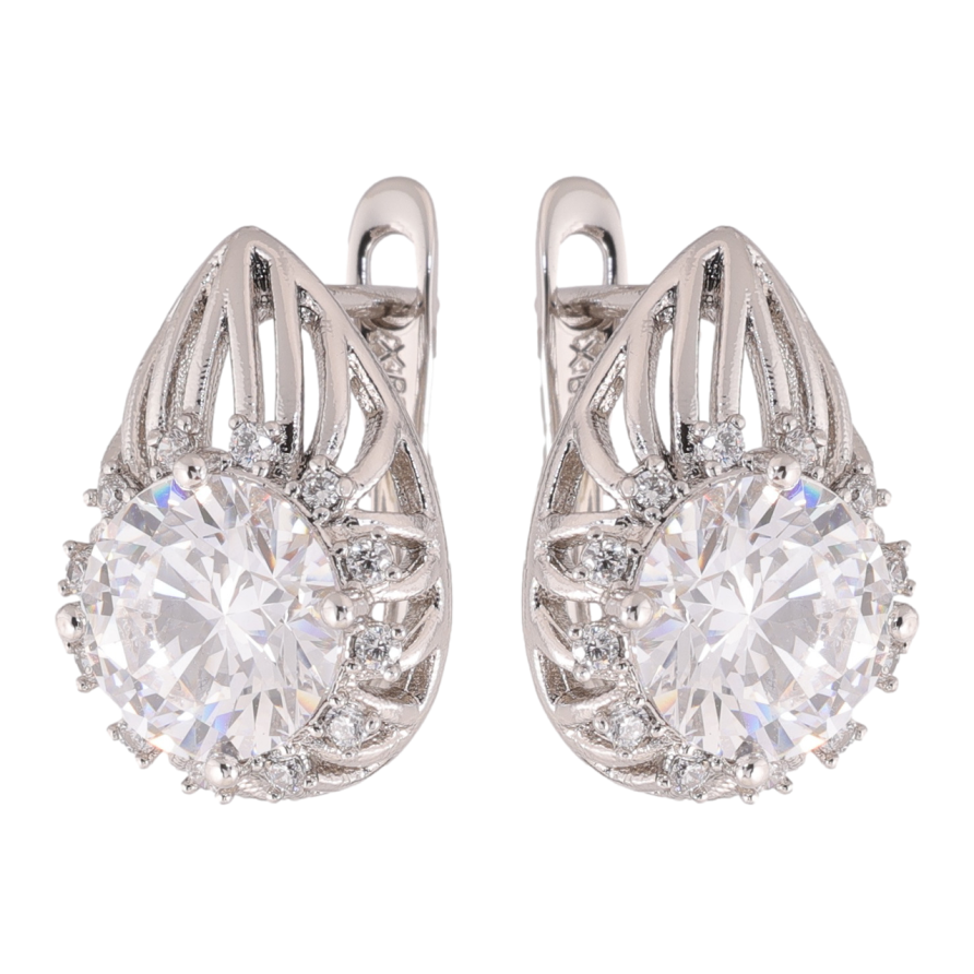 Сережки Xuping колір Родій англійська застібка Інкрустація кристалами фото №1