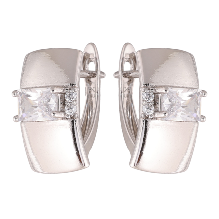 Сережки Xuping колір Родій англійська застібка Візерунок з вставками кристалів фото №19