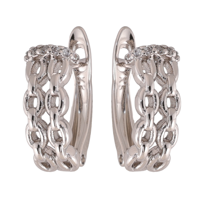 Сережки Xuping колір Родій англійська застібка Візерунок ланцюжки фото №1