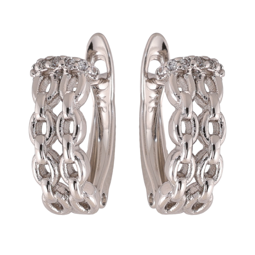 Сережки Xuping колір Родій англійська застібка Візерунок ланцюжки фото №1