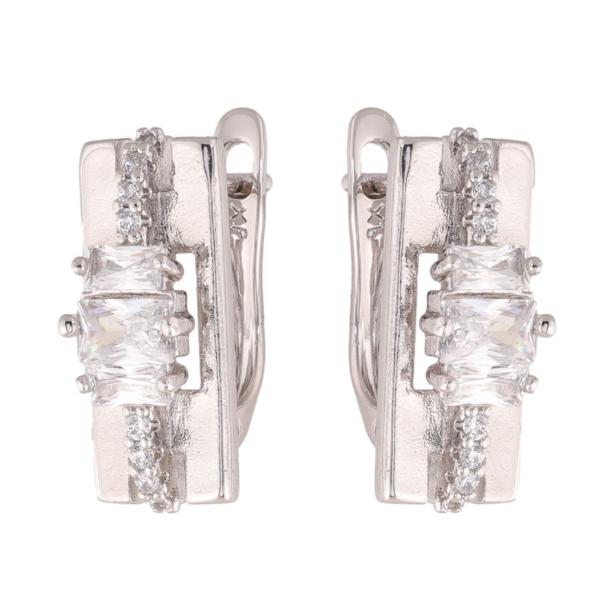 Сережки Xuping колір Родій англійська застібка Візерунок з кристалами фото №1