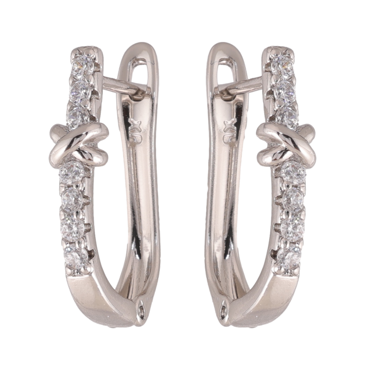 Сережки Xuping колір Родій англійська застібка Доріжки кристалів фото №8