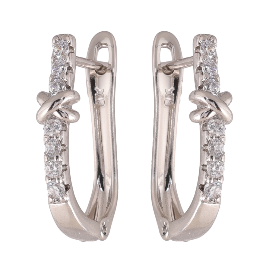 Серьги Xuping цвет Родий английский замок Дорожки кристаллов фото №1