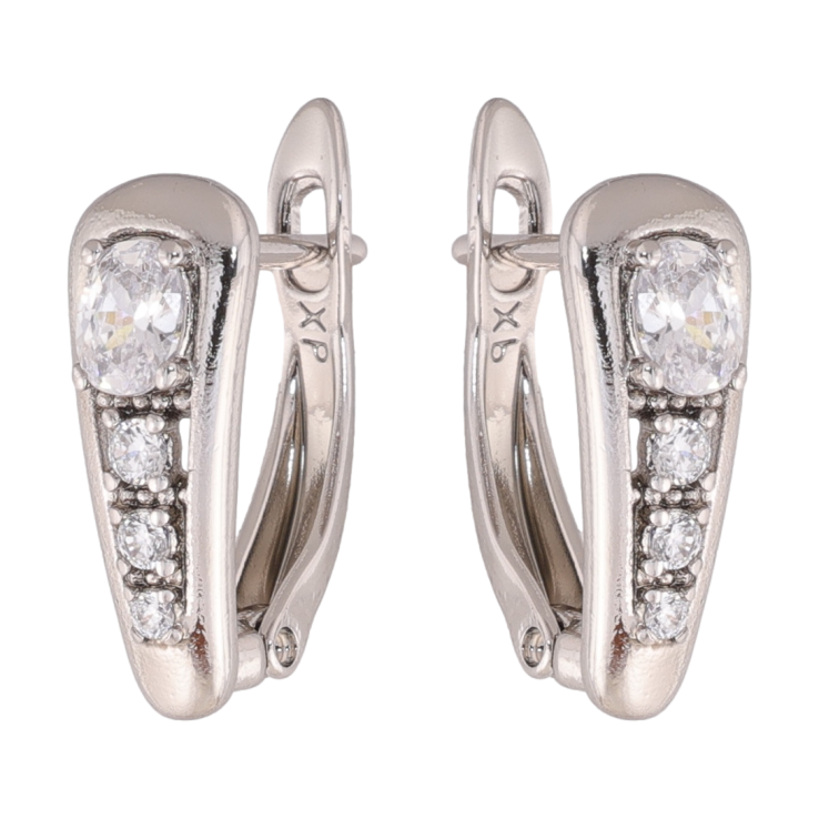 Сережки Xuping колір Родій англійська застібка Візерунок з кристалами фото №12