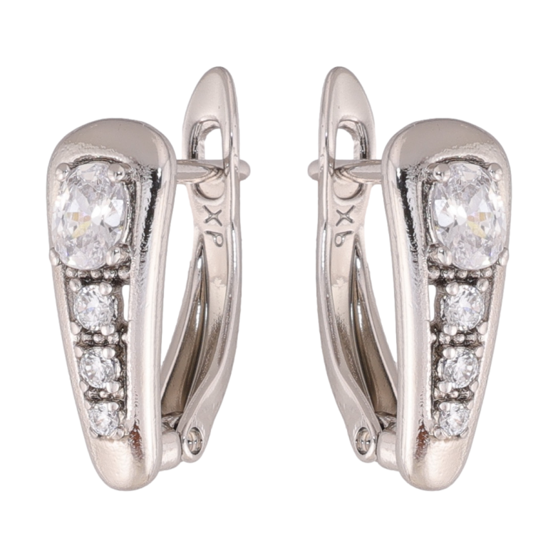 Сережки Xuping колір Родій англійська застібка Візерунок з кристалами фото №1