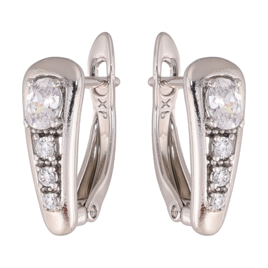 Сережки Xuping колір Родій англійська застібка Візерунок з кристалами фото №1