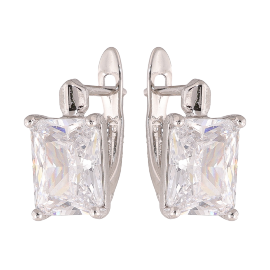 Сережки Xuping колір Родій англійська застібка Кристали фото №1