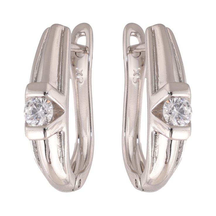 Сережки Xuping колір Родій англійська застібка Візерунок з вставками кристалів фото №11