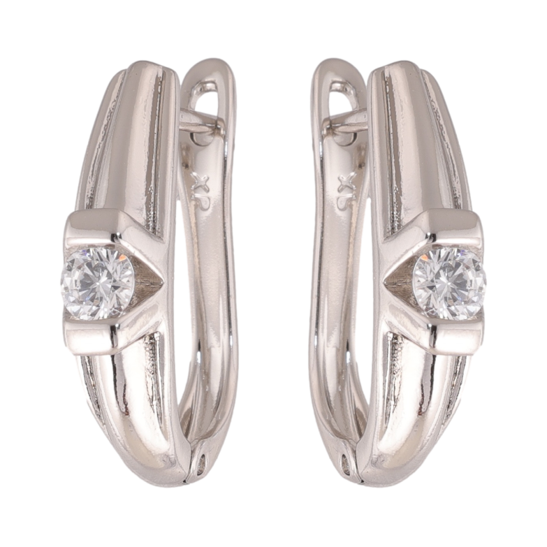 Сережки Xuping колір Родій англійська застібка Візерунок з вставками кристалів фото №1