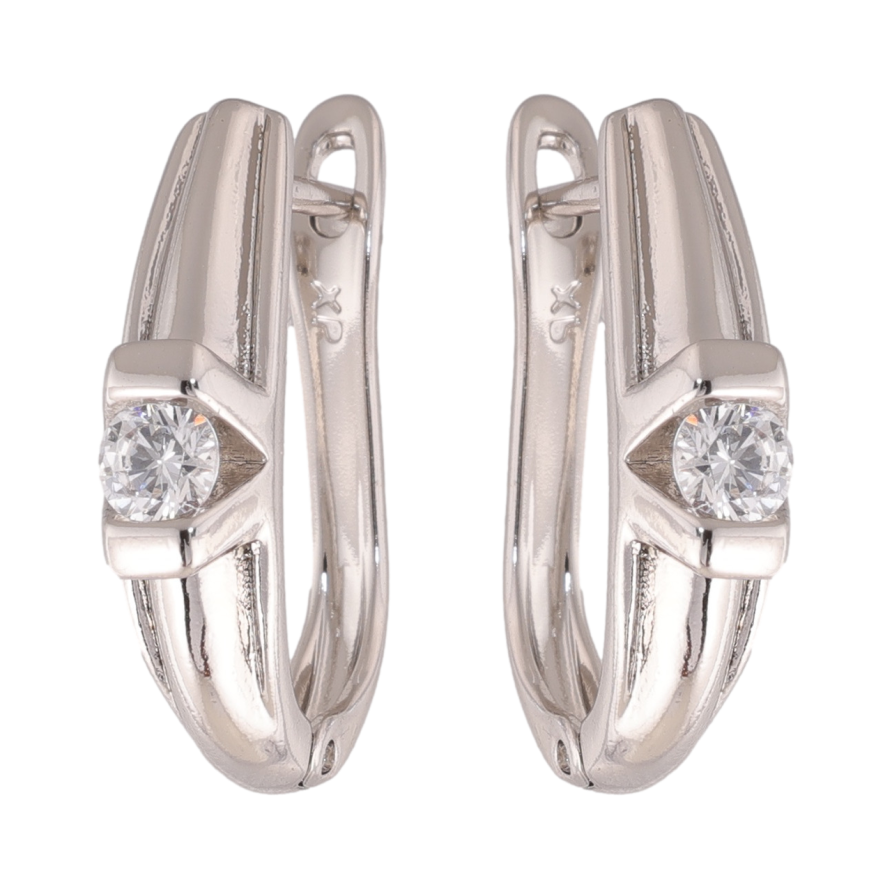 Сережки Xuping колір Родій англійська застібка Візерунок з вставками кристалів фото №1