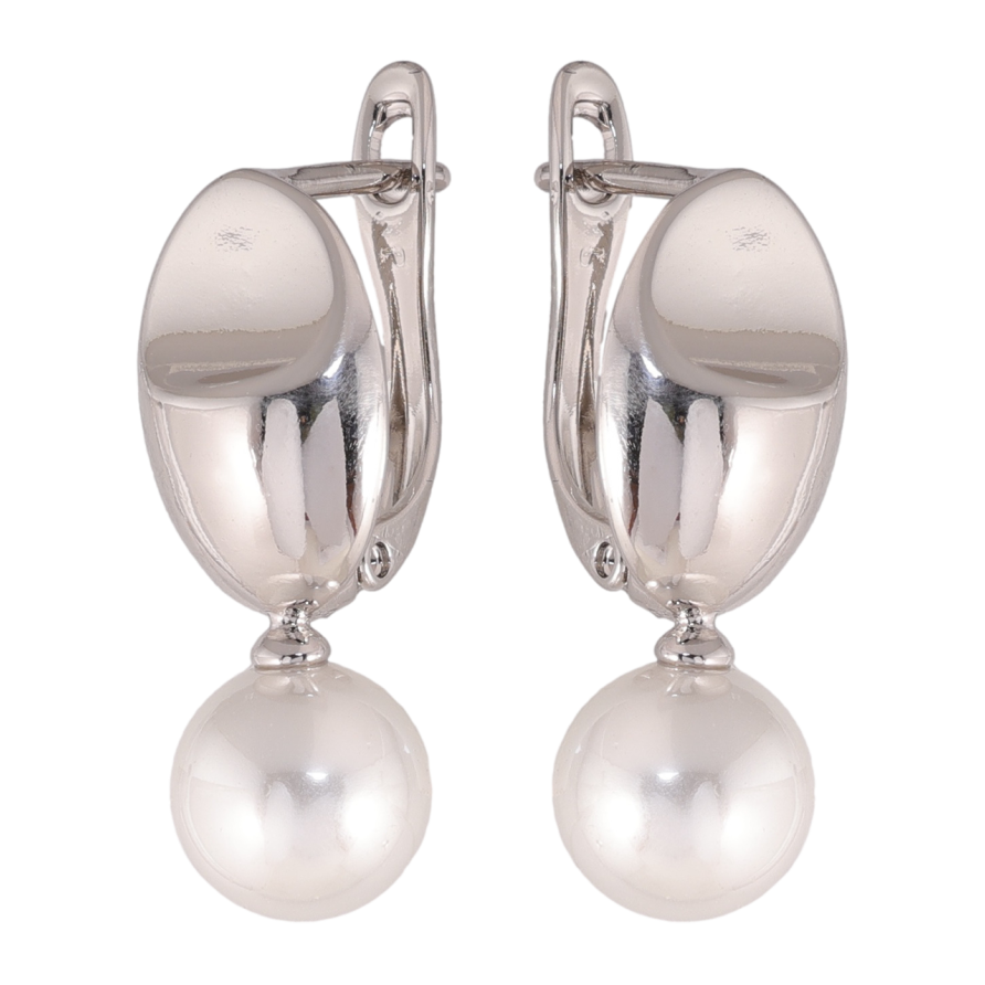 Сережки Xuping колір Родій англійська застібка Візерунок з перлинами фото №1