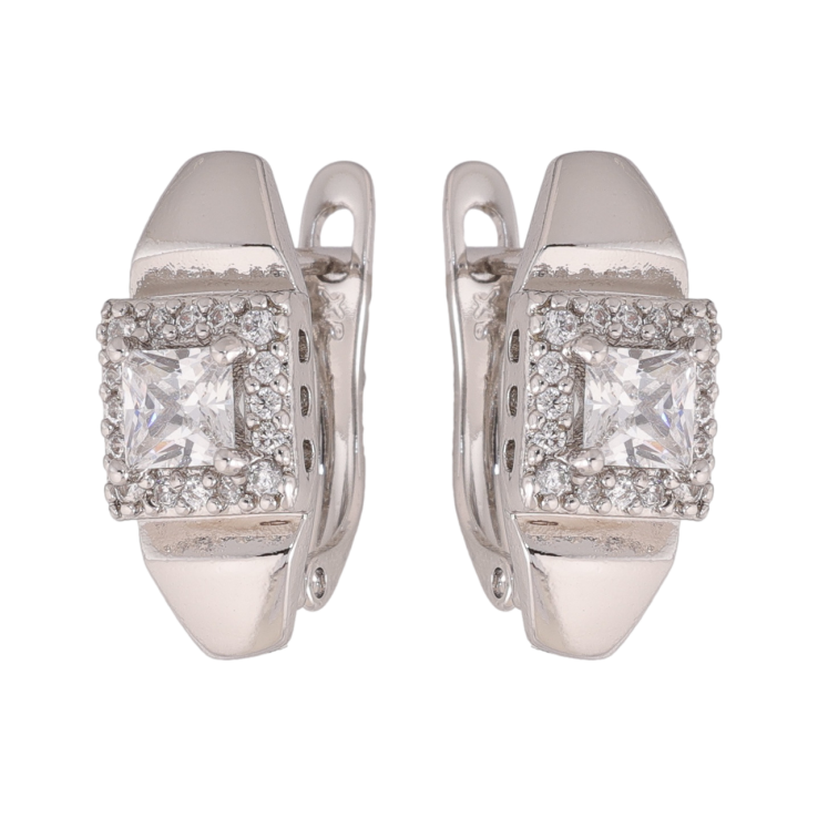 Сережки Xuping колір Родій англійська застібка Візерунок з інкрустацією кристалами фото №15