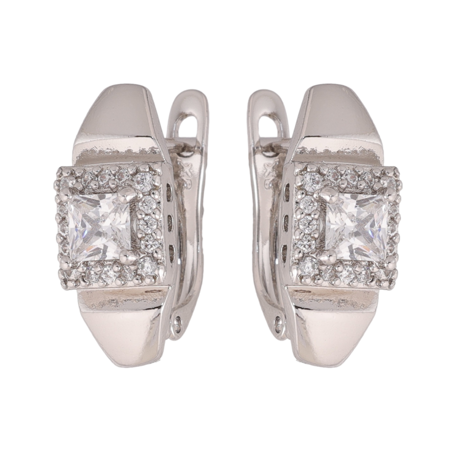 Сережки Xuping колір Родій англійська застібка Візерунок з інкрустацією кристалами фото №1