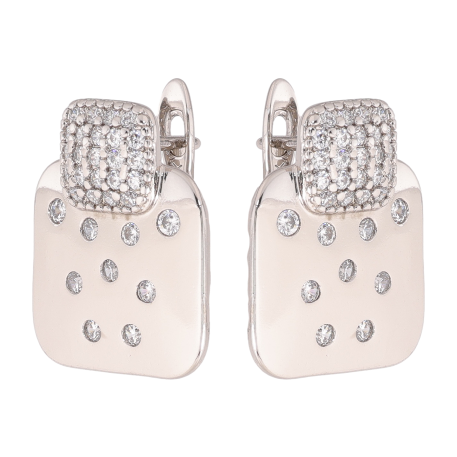 Сережки Xuping колір Родій англійська застібка Візерунок з кристалами фото №1