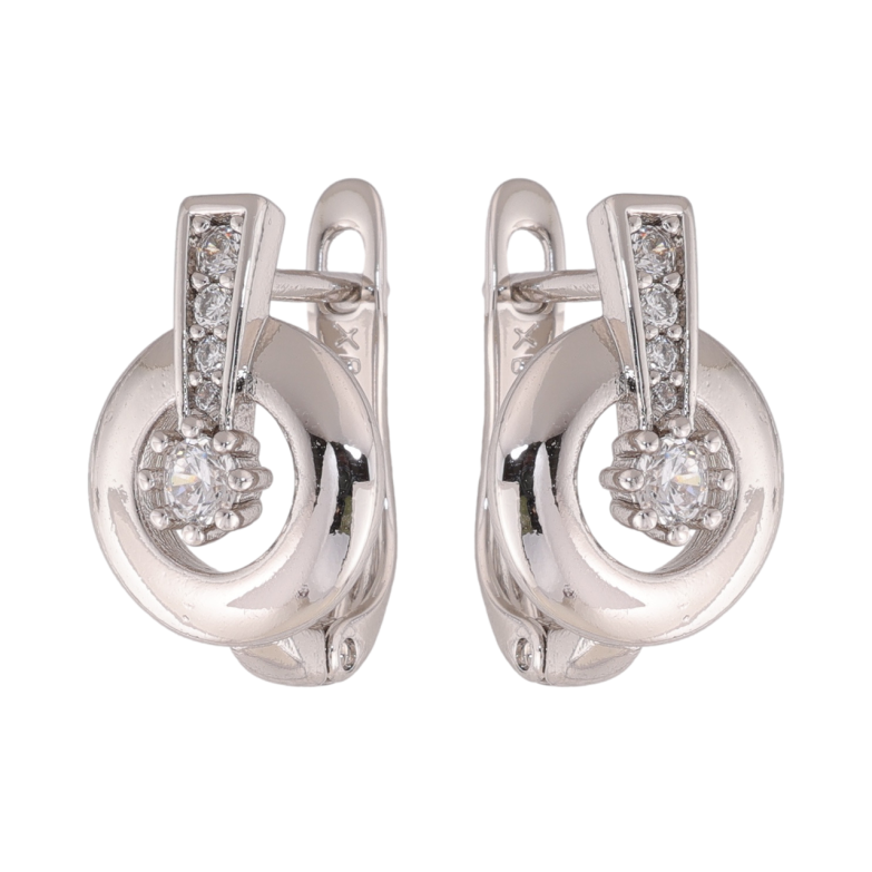 Сережки Xuping колір Родій англійська застібка Візерунок з кристалами фото №1