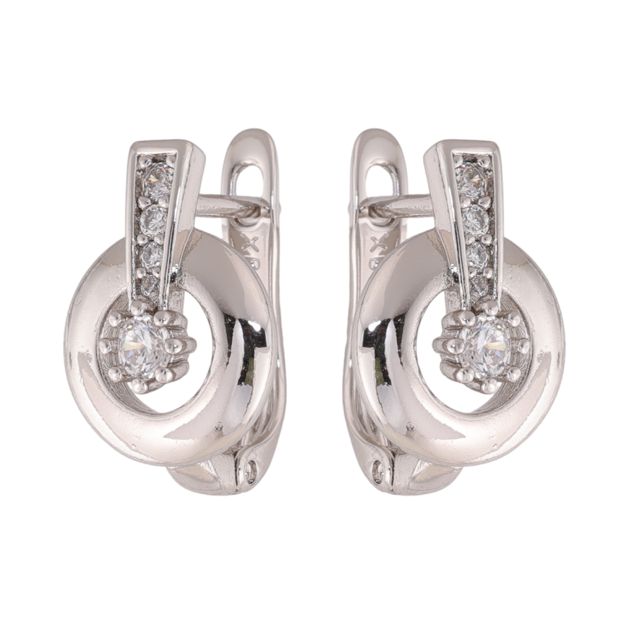 Сережки Xuping колір Родій англійська застібка Візерунок з кристалами фото №1