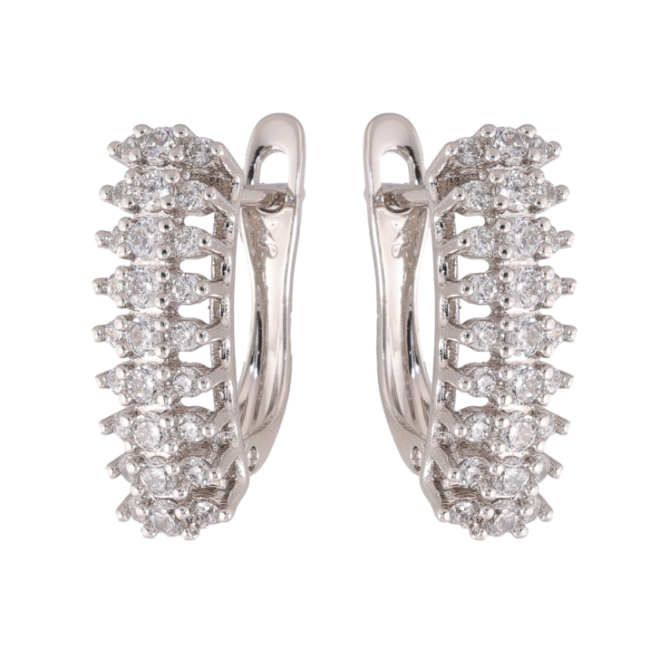 Сережки Xuping колір Родій англійська застібка Інкрустація кристалами фото №14