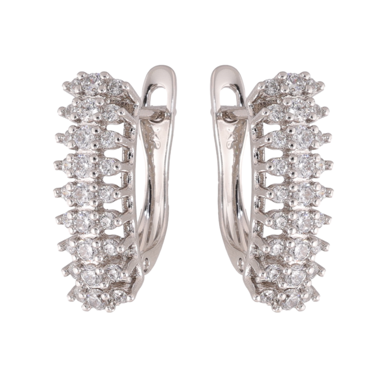 Сережки Xuping колір Родій англійська застібка Інкрустація кристалами фото №4