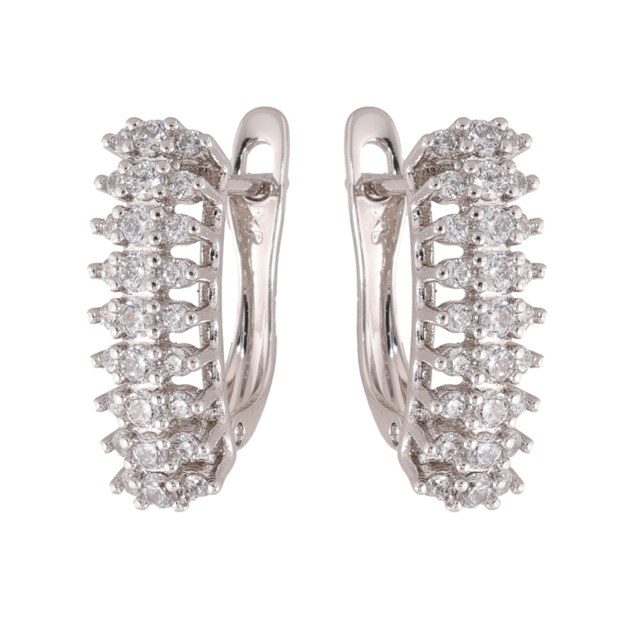 Сережки Xuping колір Родій англійська застібка Інкрустація кристалами фото №1