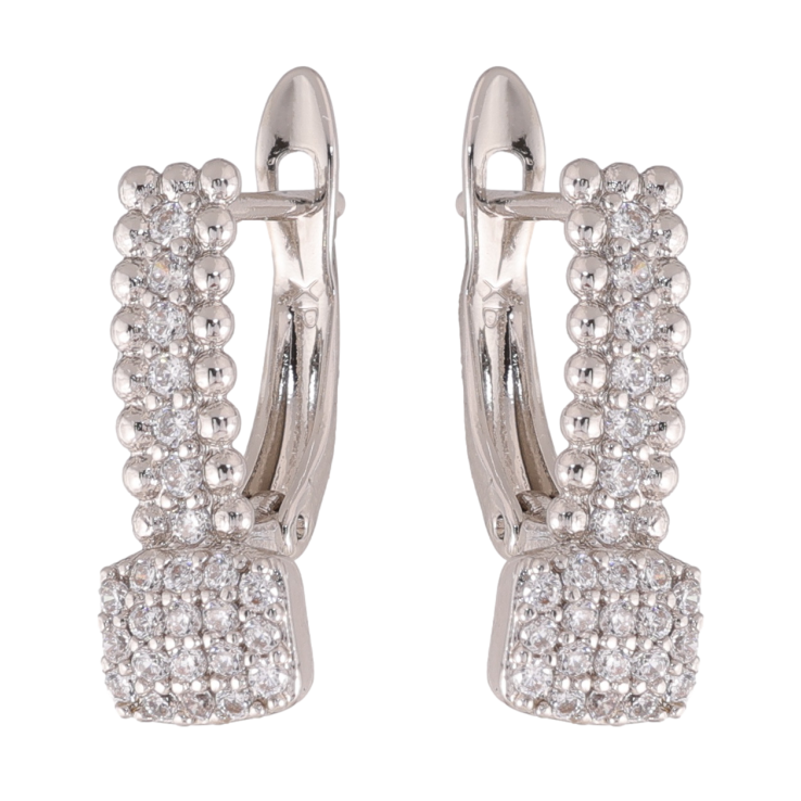 Сережки Xuping колір Родій англійська застібка Інкрустація кристалами фото №16