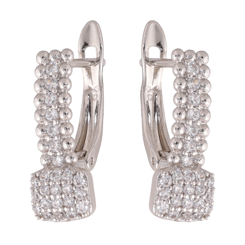 Сережки Xuping колір Родій англійська застібка Інкрустація кристалами фото №1