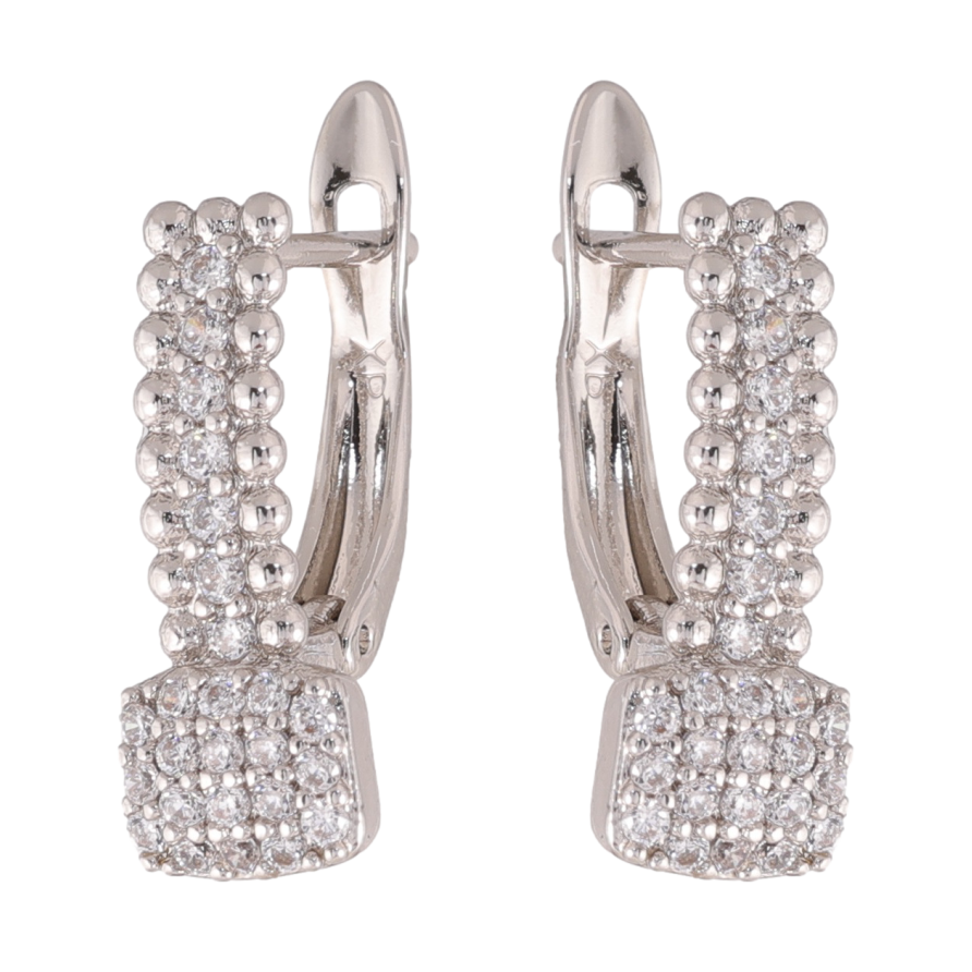 Сережки Xuping колір Родій англійська застібка Інкрустація кристалами фото №1