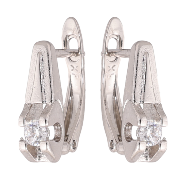 Сережки Xuping колір Родій англійська застібка Візерунок з кристальними вставками фото №15