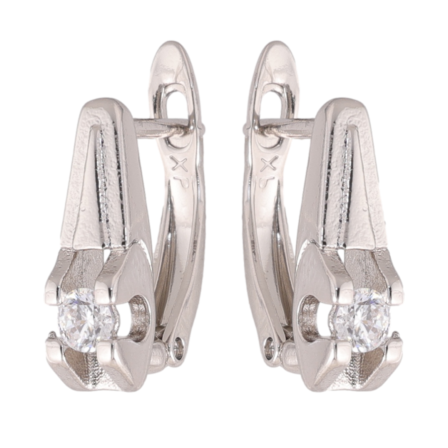 Сережки Xuping колір Родій англійська застібка Візерунок з кристальними вставками фото №1