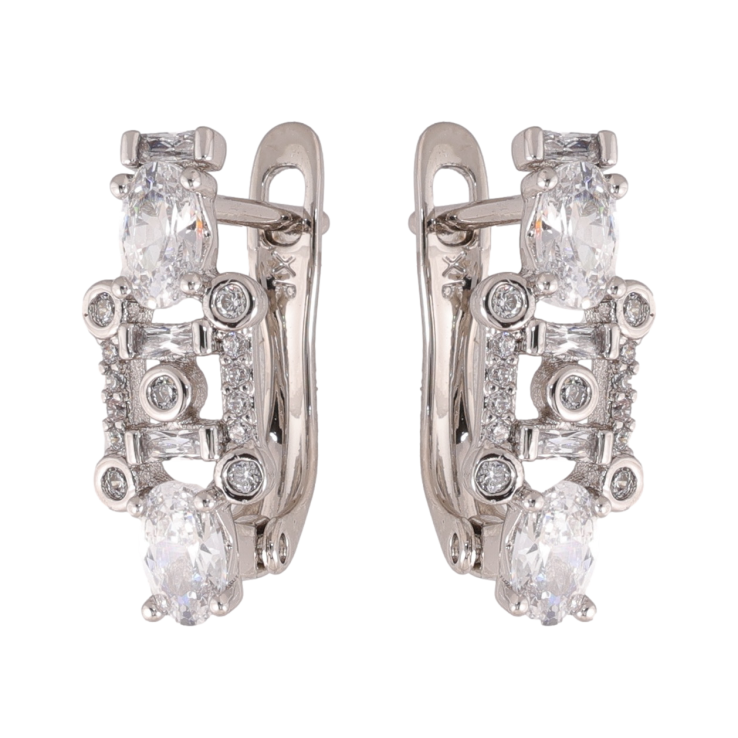 Сережки Xuping колір Родій англійська застібка Інкрустація кристалами фото №13