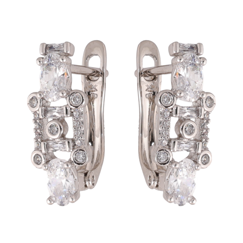 Сережки Xuping колір Родій англійська застібка Інкрустація кристалами фото №1