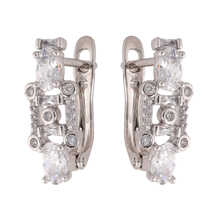 Сережки Xuping колір Родій англійська застібка Інкрустація кристалами фото №1