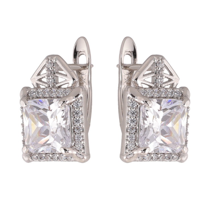 Сережки Xuping колір Родій англійська застібка Інкрустація кристалами фото №17