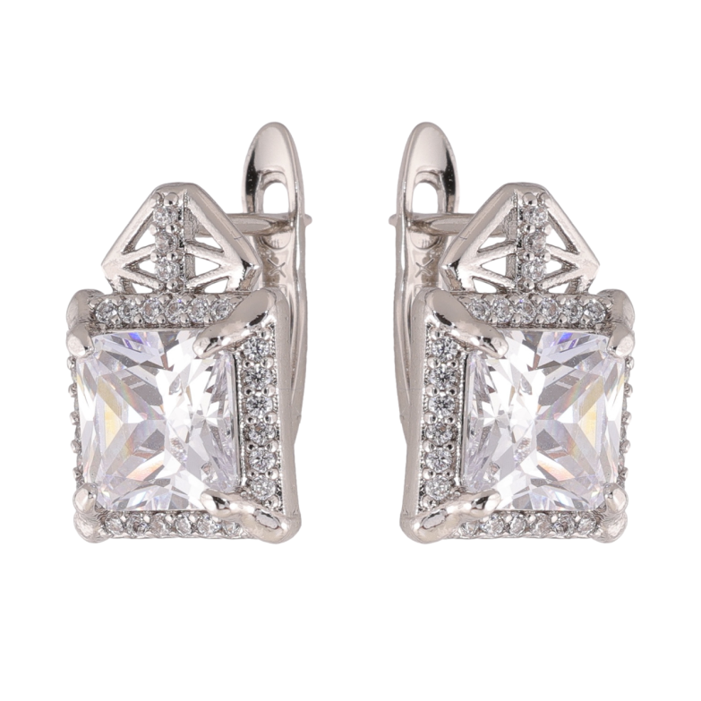 Сережки Xuping колір Родій англійська застібка Інкрустація кристалами фото №1