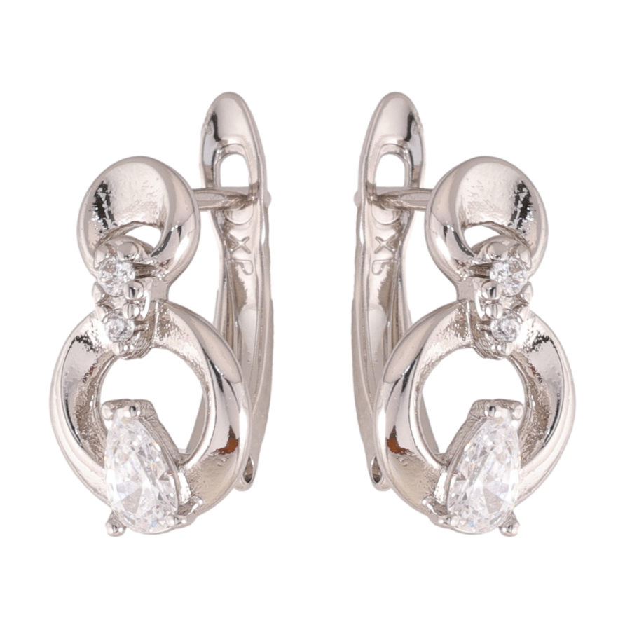 Сережки Xuping колір Родій англійська застібка Візерунок з кристалами фото №1