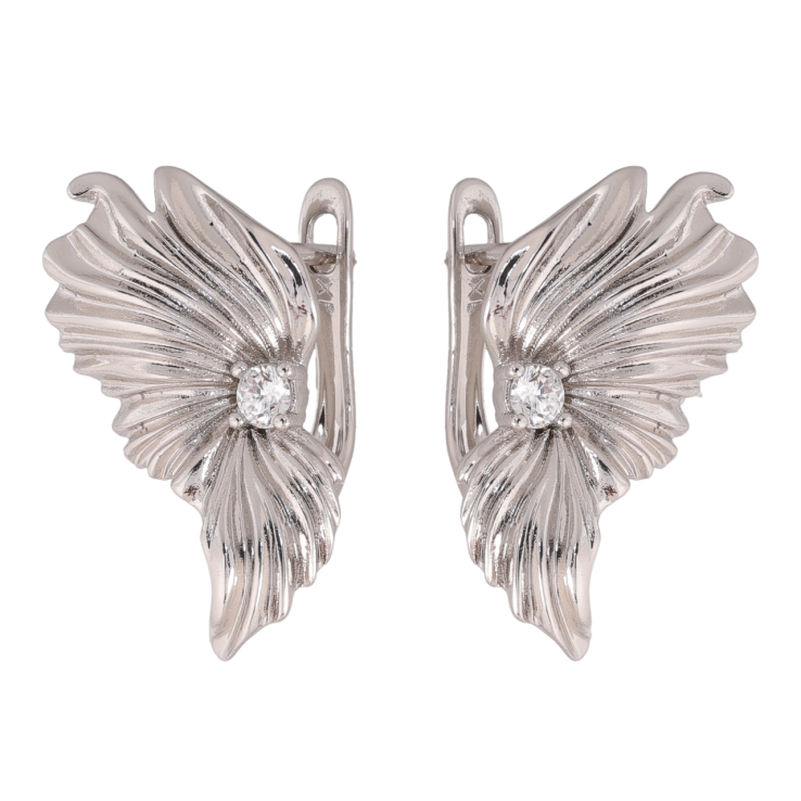 Сережки Xuping колір Родій англійська застібка Декоративний візерунок з кристалами фото №3