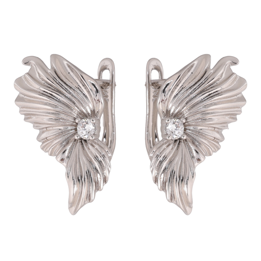 Сережки Xuping колір Родій англійська застібка Декоративний візерунок з кристалами фото №1