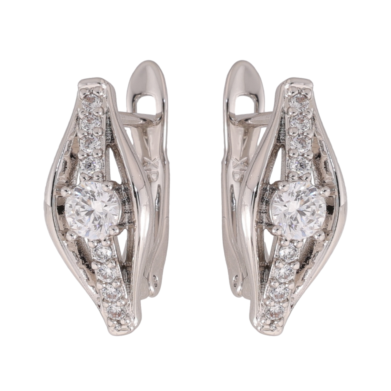 Серьги Xuping цвет Родий английский замок Декоративный узор с кристаллами фото №1