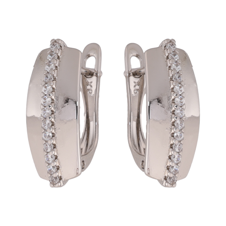 Сережки Xuping колір Родій англійська застібка Доріжки кристалів фото №7