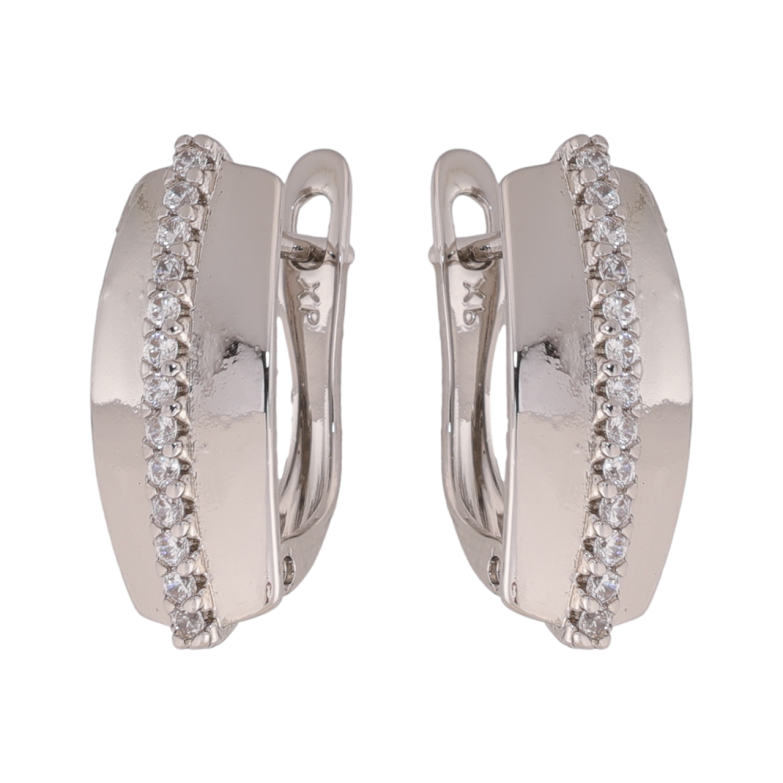 Сережки Xuping колір Родій англійська застібка Доріжки кристалів фото №2