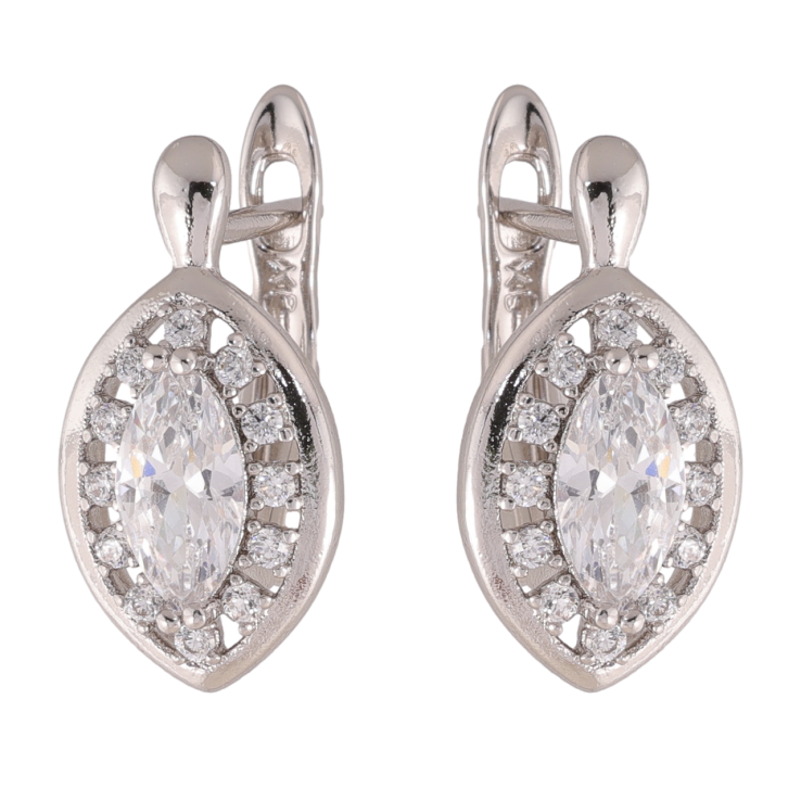 Сережки Xuping колір Родій англійська застібка Візерунок з кристалами фото №9