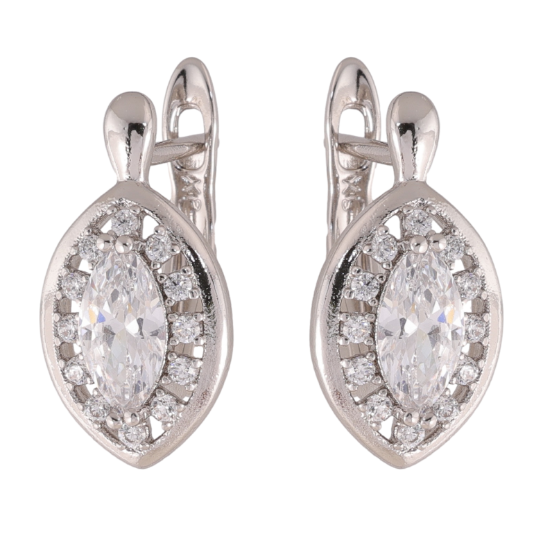 Сережки Xuping колір Родій англійська застібка Візерунок з кристалами фото №1