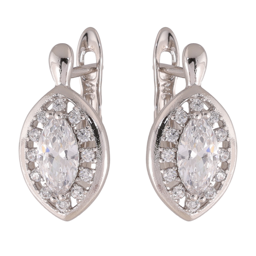 Сережки Xuping колір Родій англійська застібка Візерунок з кристалами фото №1