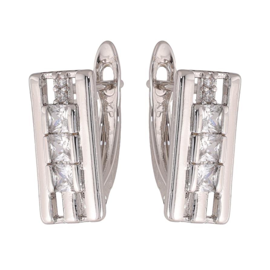 Сережки Xuping колір Родій англійська застібка Візерунок з кристалами фото №1