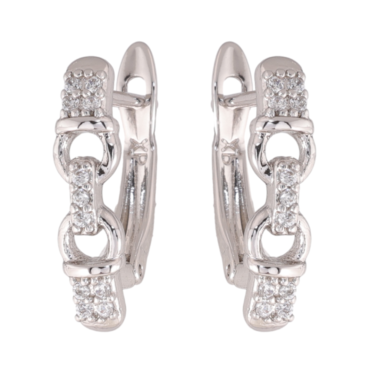 Сережки Xuping колір Родій англійська застібка Візерунок з кристалами фото №10