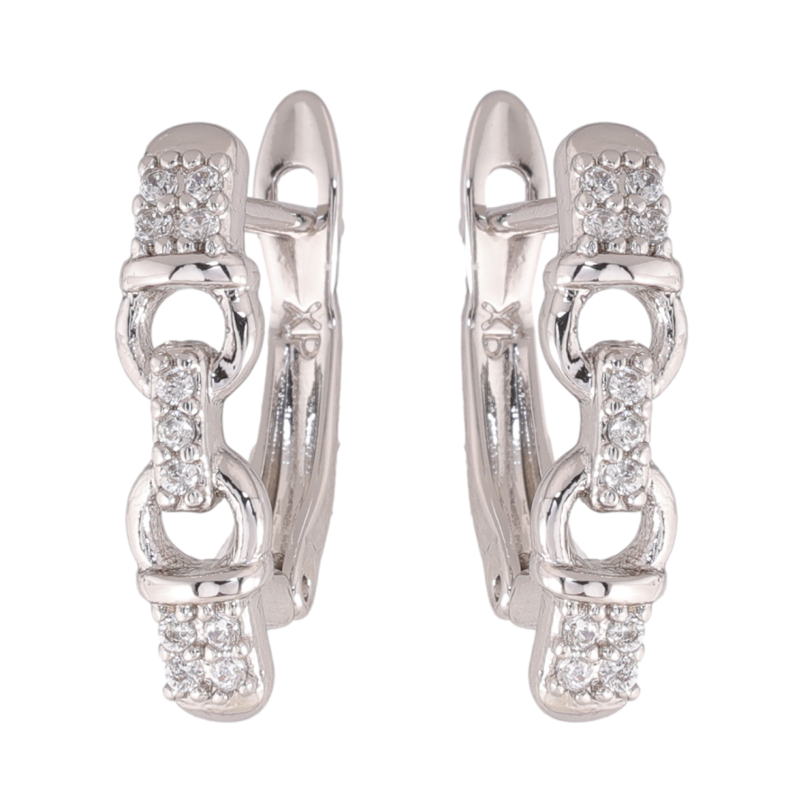 Серьги Xuping цвет Родий английский замок Узор с кристаллами фото №1