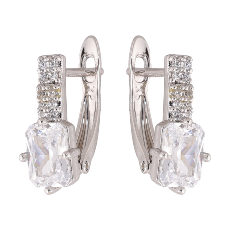 Сережки Xuping колір Родій англійська застібка Інкрустація кристалами фото №20