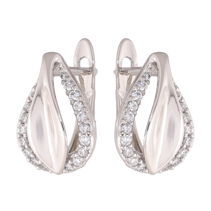 Сережки Xuping колір Родій англійська застібка Краплинки з кристалами фото №5