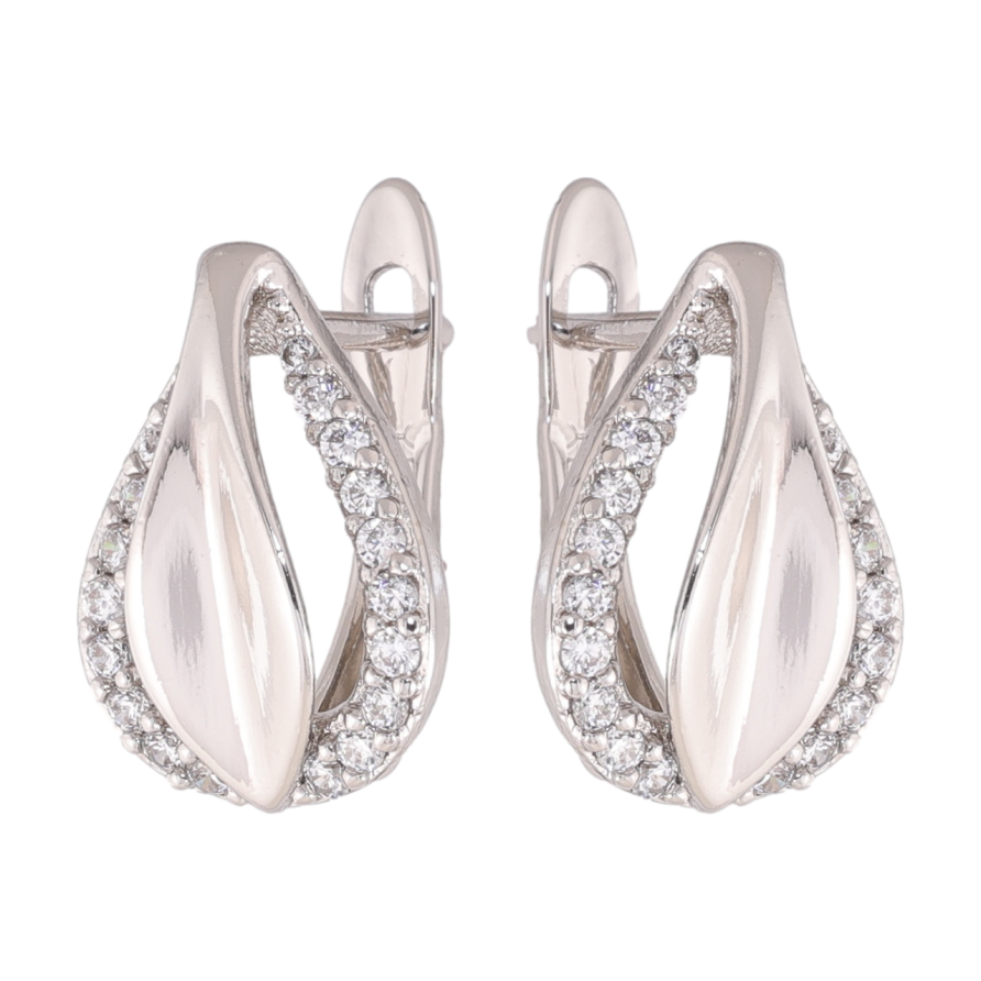 Сережки Xuping колір Родій англійська застібка Краплинки з кристалами фото №1