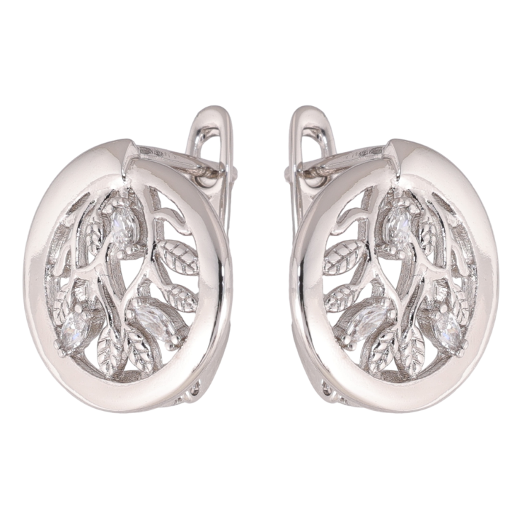 Сережки Xuping колір Родій англійська застібка Колечка з гілочками фото №5