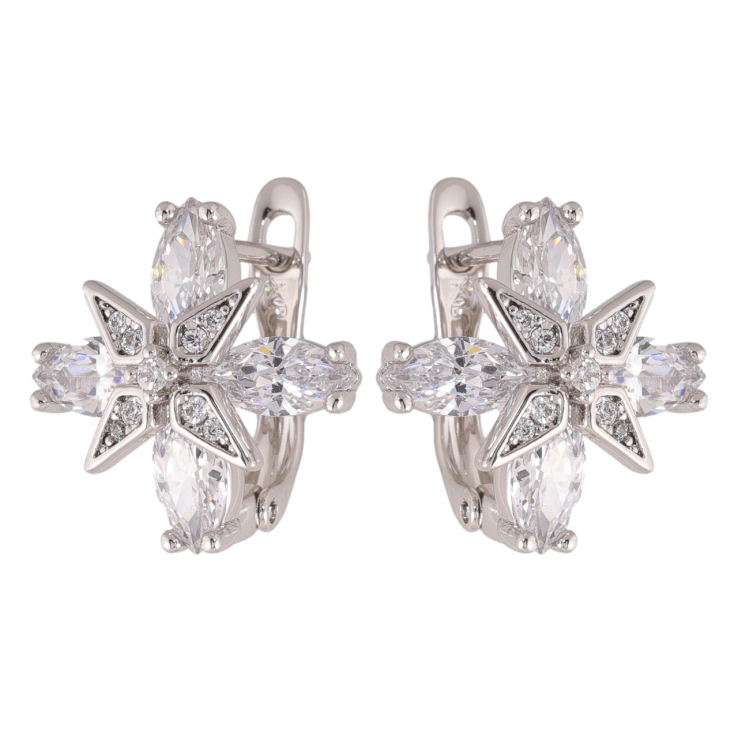 Сережки Xuping колір Родій англійська застібка Кристальні зірки фото №6